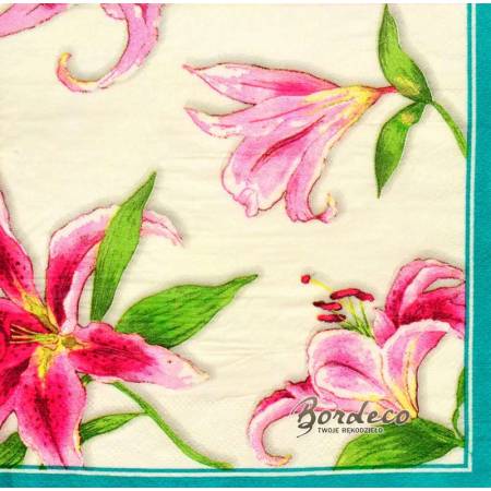 Serwetka decoupage firmy SIMA lilie 33x33cm